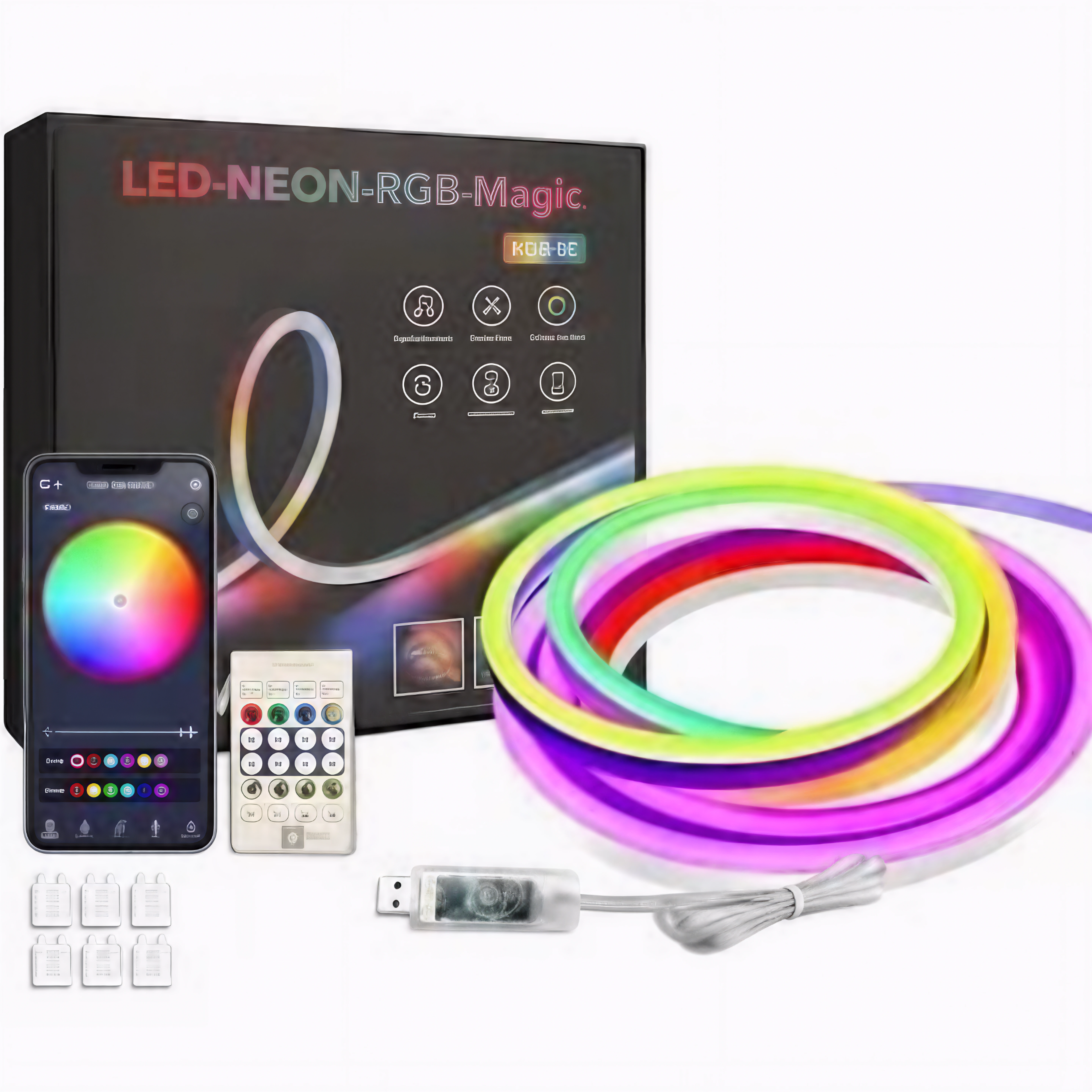 NEON LIGHTS 5 Meter Smart RGB Neon LED Strip Lights with App & Remote | Music Sync Rope Light for Room