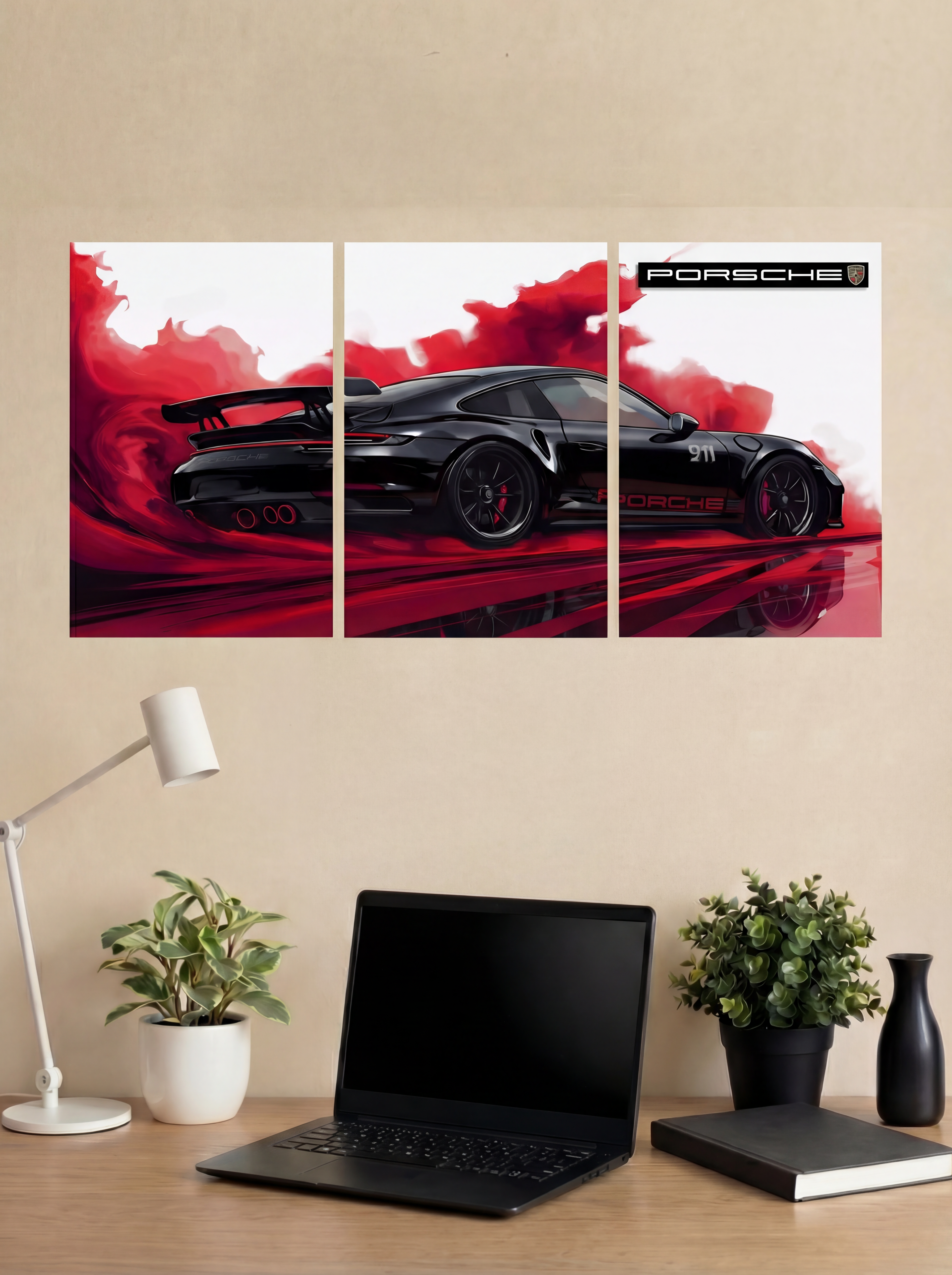 BLACK PORSCHE Split Poster